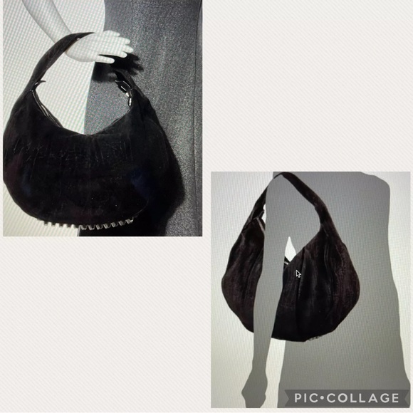 Alexander Wang Morgan Espresso Croc Embossed Suede Hobo Bag New - Picture 4 of 12